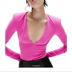 BODYSUIT WITH SHOULDER PADS FUCHSIA ZARA
